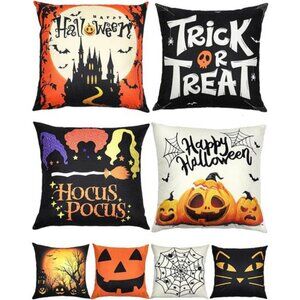 Halloween Decorations Set Of 4 Double-Sided Print Pillow Covers 18" x 18"